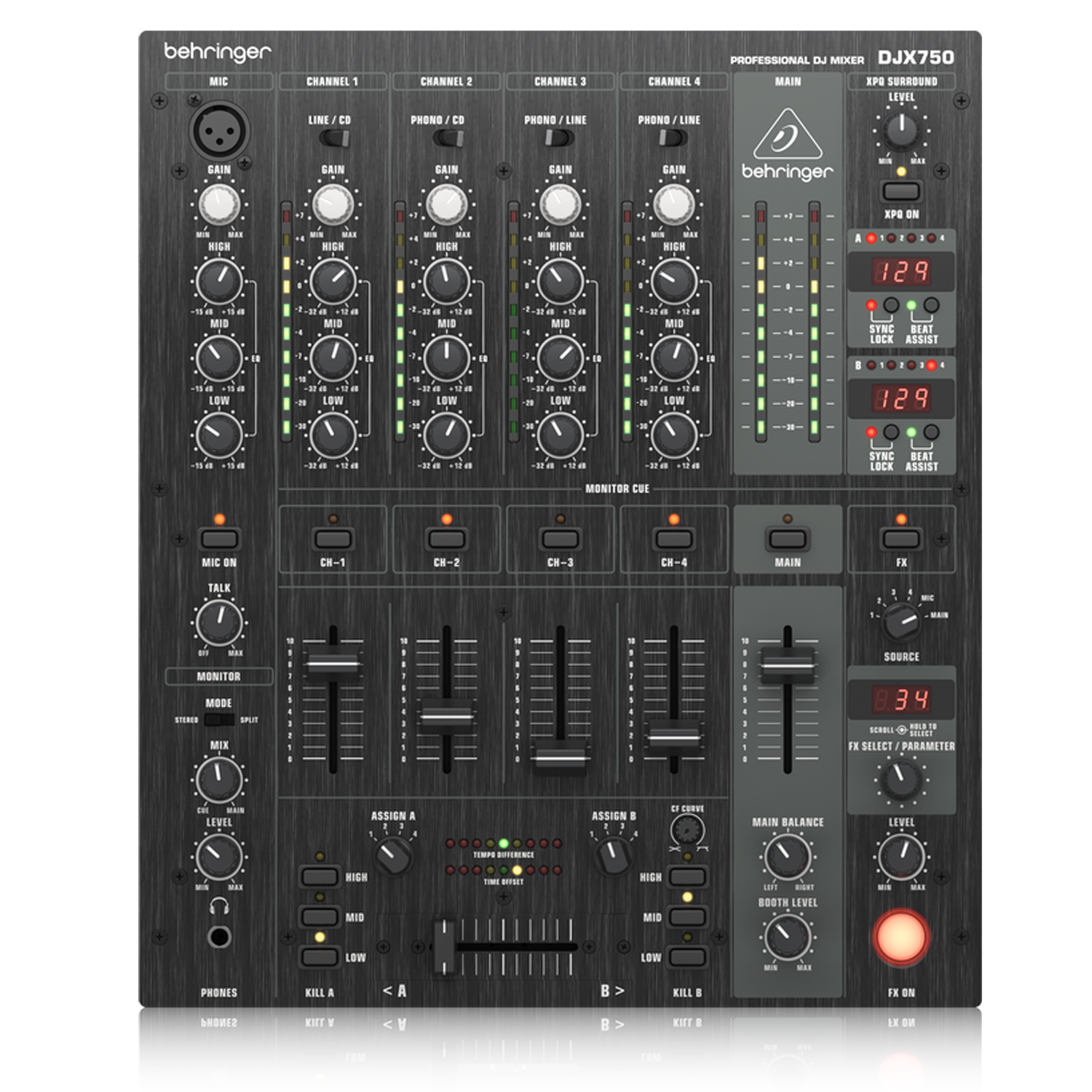Behringer - DJX750 Mezclador de DJ Pro Mixer de 4 canales