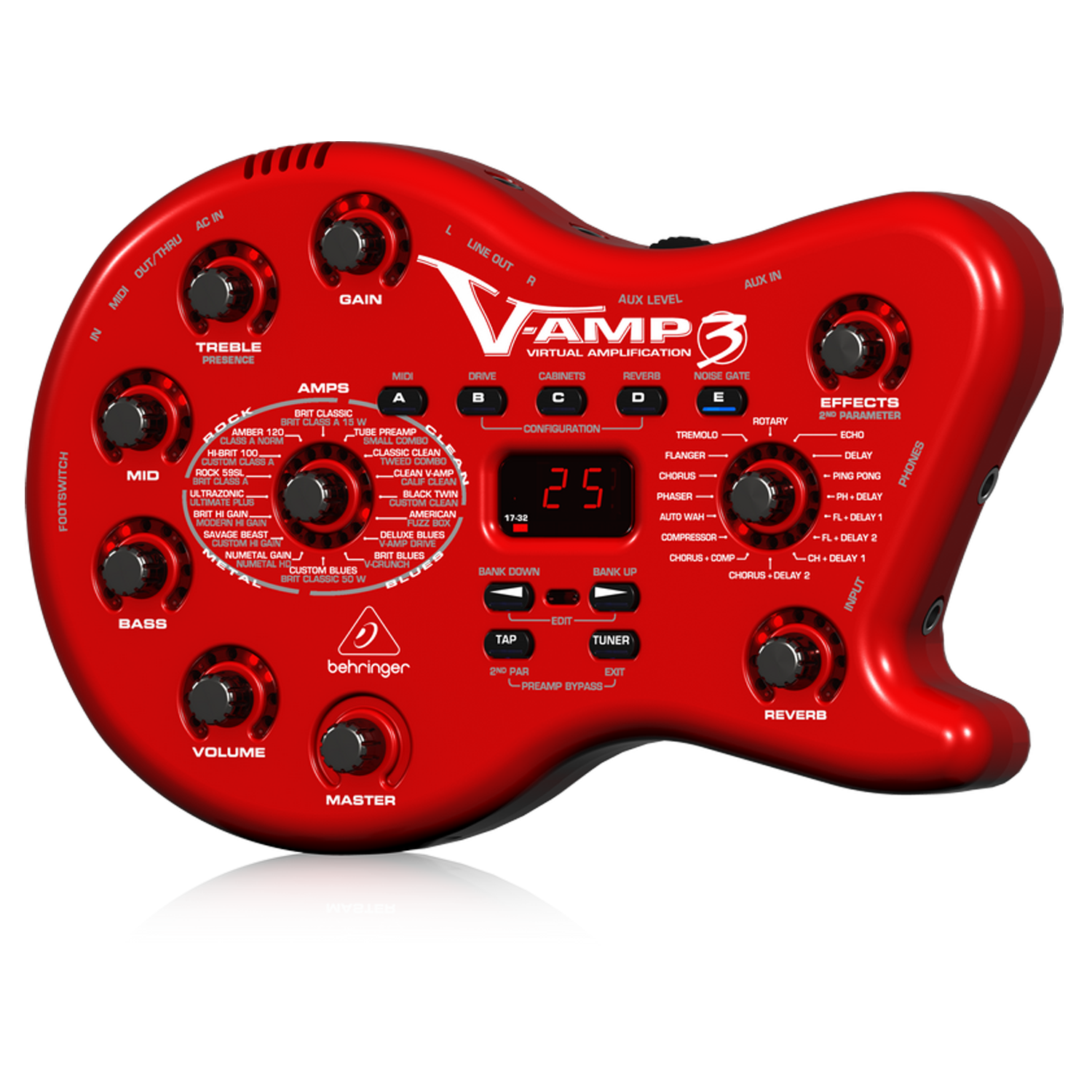 Amplificador de guitarra virtual Behringer V-AMP 3 con audio USB